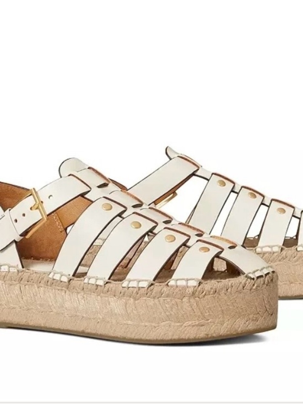 Tory Burch Leather Fisherman Espadrille Platform Sandals